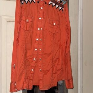 Cruel Girl Pink and Orange Button Down Polo Shirt